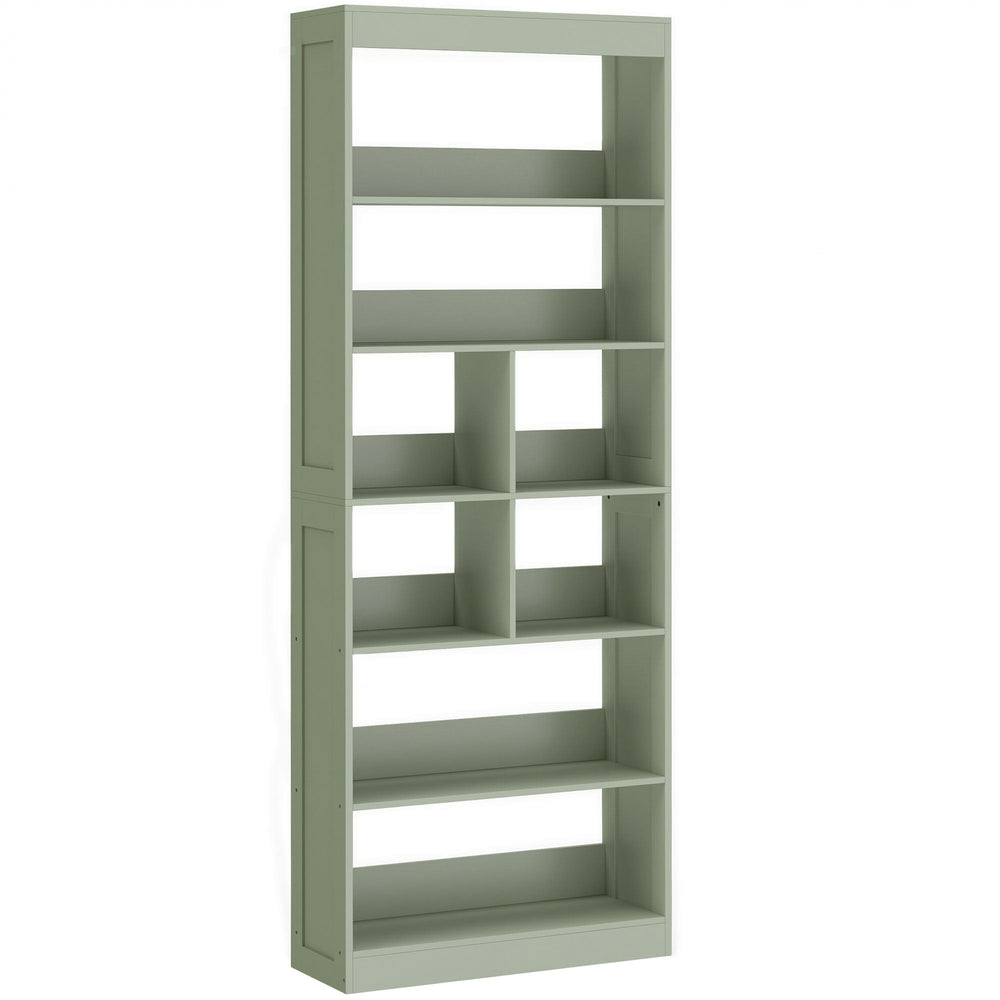 HOMCOM Bookcase, 6-Tier Bookshelf with Open Storage Shelves, Cubes, 180 cm Tall Display Shelf with Anti-Tipping Design, Green