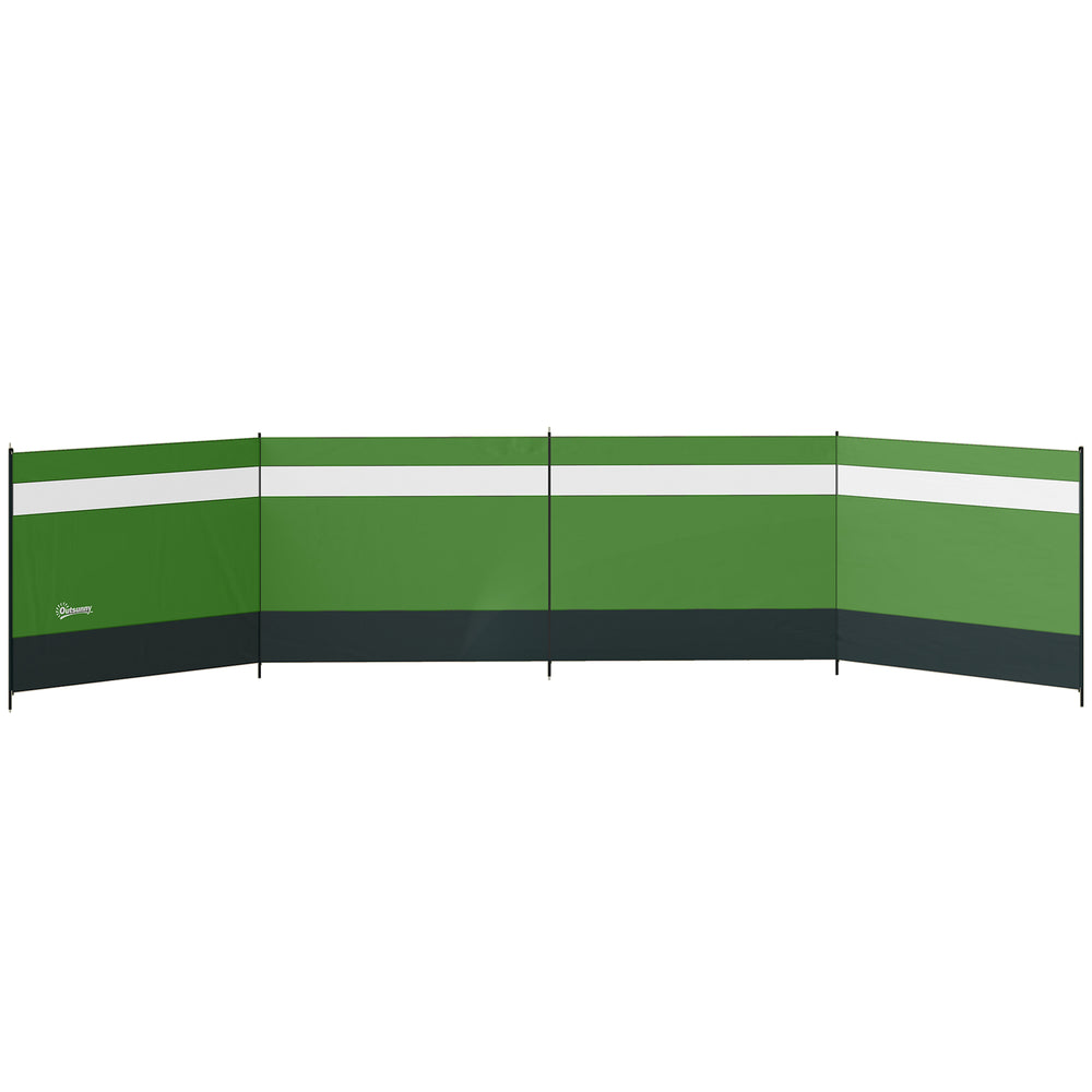 Outsunny Camping Windbreaker with Clear Windows and Steel Poles, for Beach Caravan Campervan, 725 x 140cm, Army Green