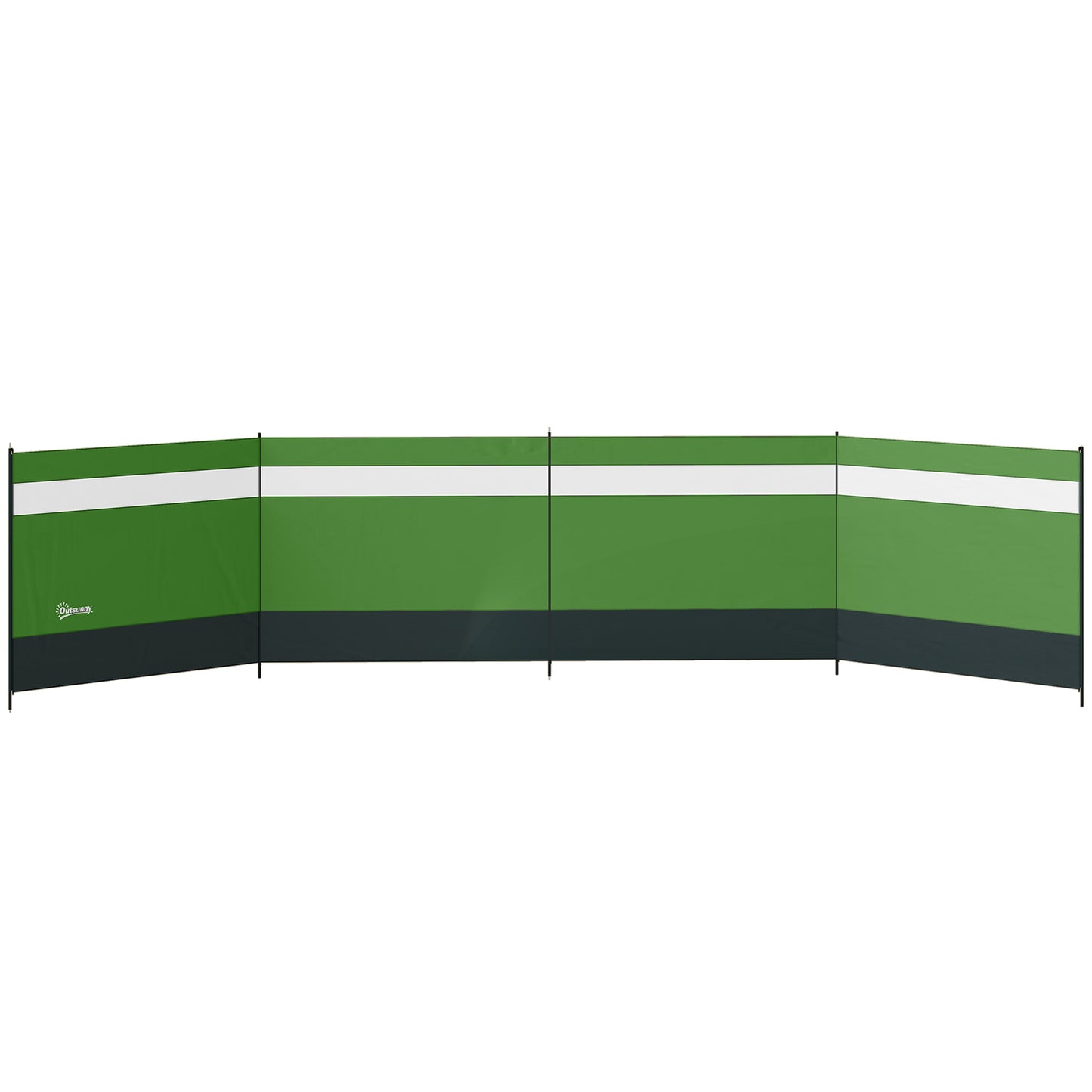 Outsunny Camping Windbreaker with Clear Windows and Steel Poles, for Beach Caravan Campervan, 725 x 140cm, Army Green