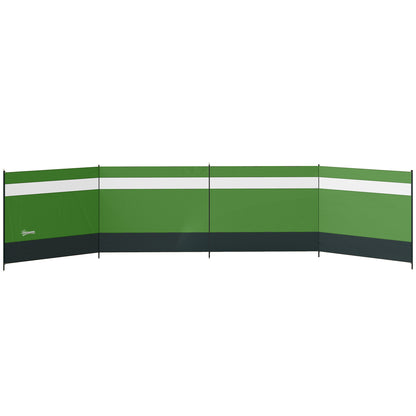 Outsunny Camping Windbreaker with Clear Windows and Steel Poles, for Beach Caravan Campervan, 725 x 140cm, Army Green