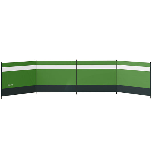 Outsunny Camping Windbreaker with Clear Windows and Steel Poles, for Beach Caravan Campervan, 725 x 140cm, Army Green