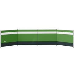 Outsunny Camping Windbreaker with Clear Windows and Steel Poles, for Beach Caravan Campervan, 725 x 140cm, Army Green