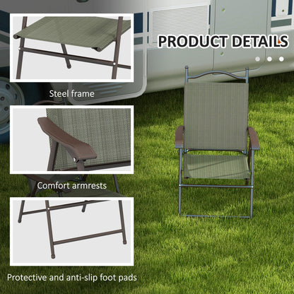 Outsunny Set of Two Folding Garden Chairs, with Fabric Mesh Seats - Dark Brown