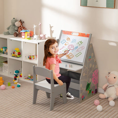 Double-Sided Kids Art Easel and Play Station for Boys Girls-Grey