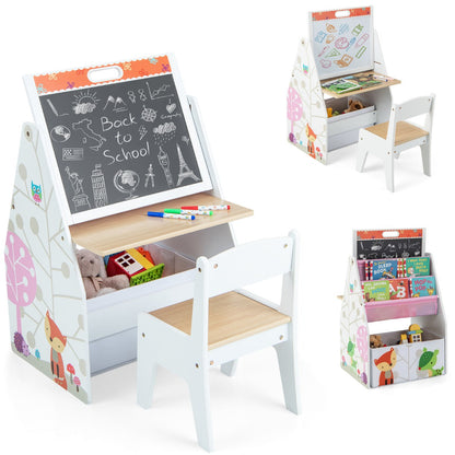 Double-Sided Kids Art Easel and Play Station for Boys Girls-White