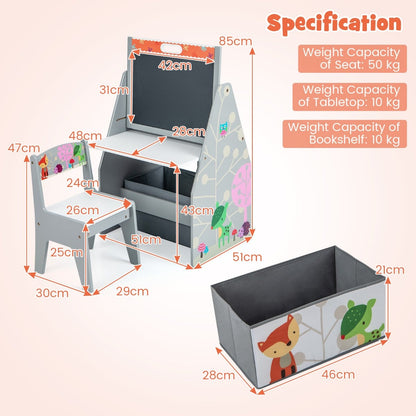Double-Sided Kids Art Easel and Play Station for Boys Girls-Grey