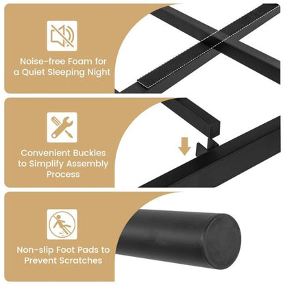 إطار سرير معدني مزدوج/كينج مع لوح أمامي ولوح خلفي - مقاس مزدوج