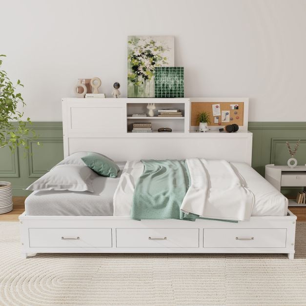 Single/Double Daybed Frame with 3 Storage Drawers-Double Size