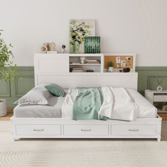 Single/Double Daybed Frame with 3 Storage Drawers-Double Size