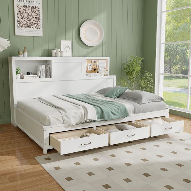 Single/Double Daybed Frame with 3 Storage Drawers-Double Size