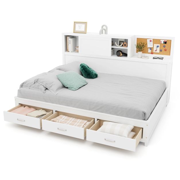 Single/Double Daybed Frame with 3 Storage Drawers-Double Size