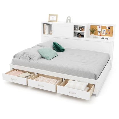 Single/Double Daybed Frame with 3 Storage Drawers-Double Size