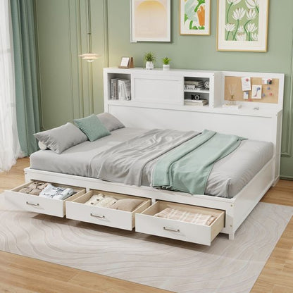 Single/Double Daybed Frame with 3 Storage Drawers-Double Size