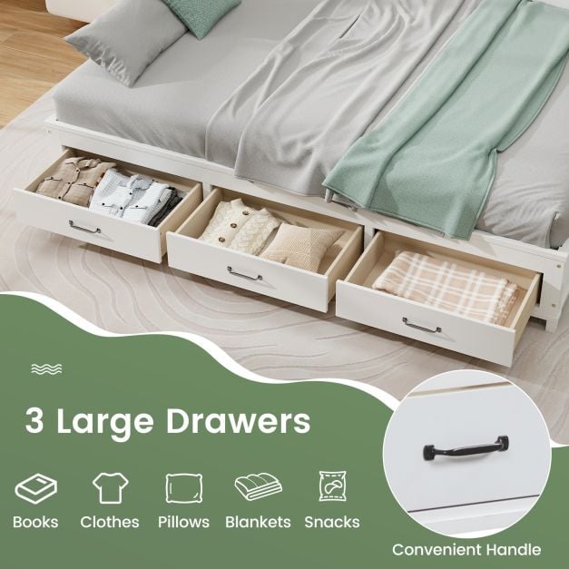 Single/Double Daybed Frame with 3 Storage Drawers-Double Size