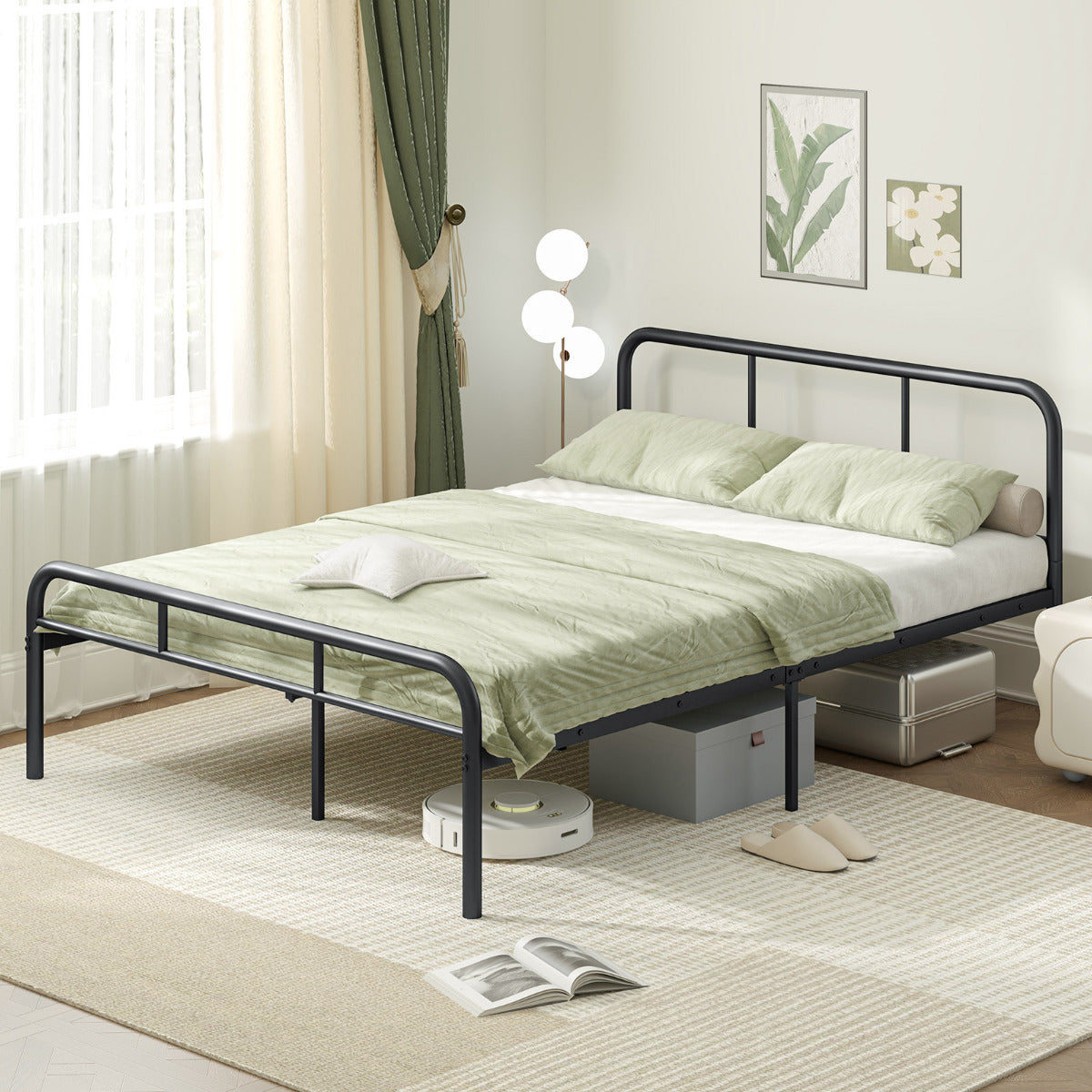 Bed Frame with Headboard and Footboard-Double Size