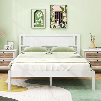Double Size Wood Bed Frame with Headboard with Wooden Slats Support-Full Size