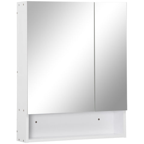 kleankin Bathroom Cabinet with Mirror, Wall Mounted Bathroom Mirror Cabinet with Adjustable Shelf, 2 Doors Storage Cupboard, White
