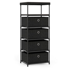 Dresser with 4 Drawer Wood Top and Metal Frame-Black