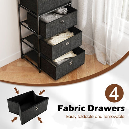Dresser with 4 Drawer Wood Top and Metal Frame-Black