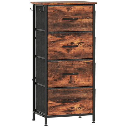 HOMCOM Chest of Four Fabric Drawers - Rustic Brown