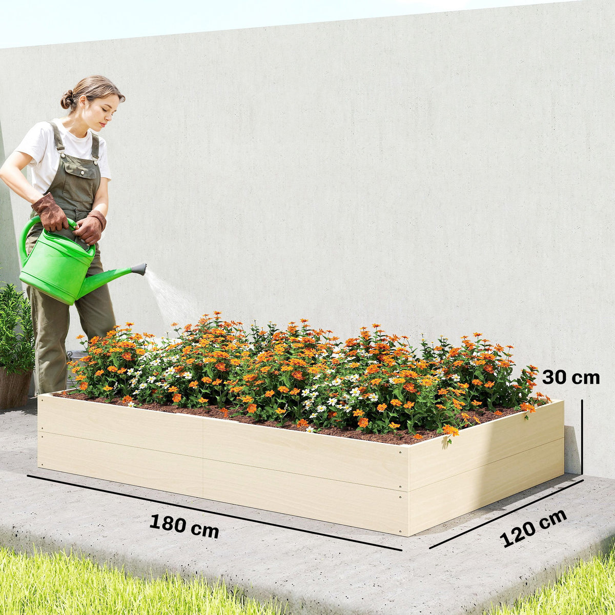 Outsunny Wooden Raised Bed for Garden, 620L Extra Large Raised Garden Bed with Open Bottom, Outdoor Elevated Planter Box