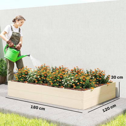 Outsunny Wooden Raised Bed for Garden, 620L Extra Large Raised Garden Bed with Open Bottom, Outdoor Elevated Planter Box