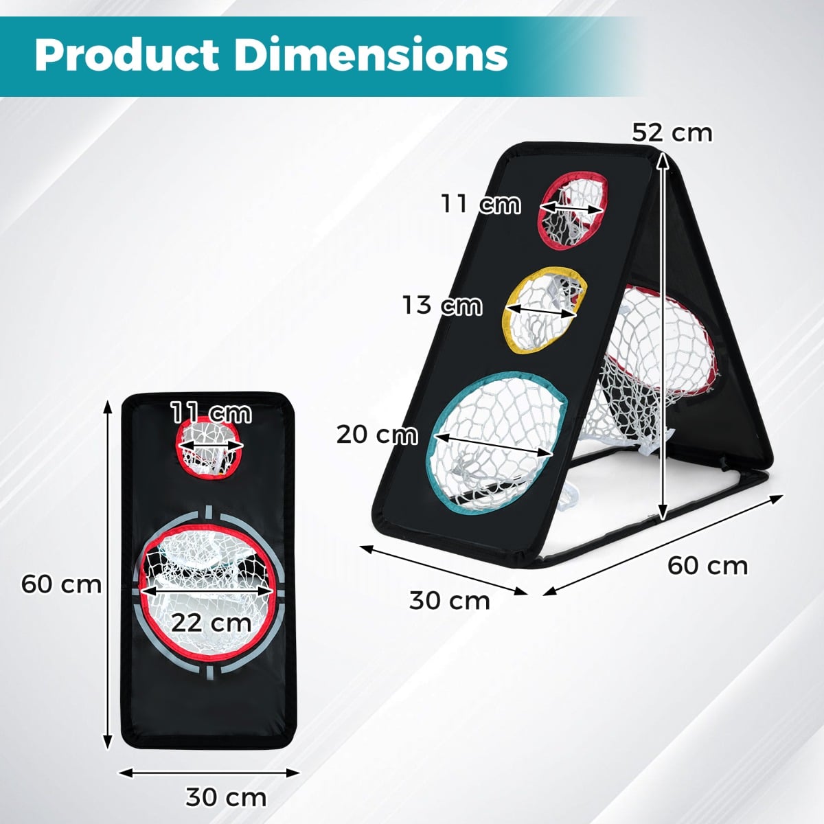Dual-Sided Golf Chipping Net with 5 Target Holes and Triangular Structure