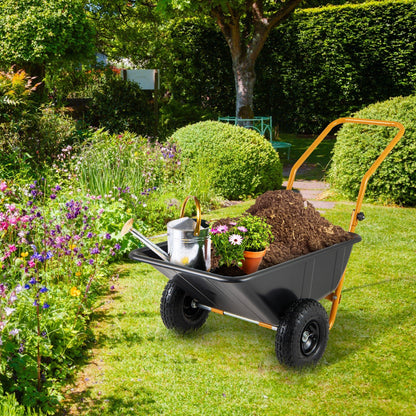 Heavy-Duty Garden Utility Cart with Pneumatic Tires-Black