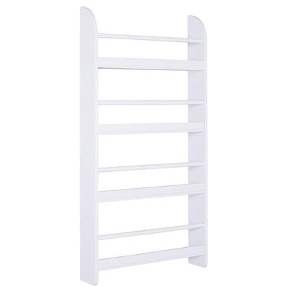 HOMCOM Bookcase, 4 Tier Wall Mounted Bookshelf, 15cm Depth Storage Shelving Rack for Bedroom Nursery Office Home, Accessories Supplies, White