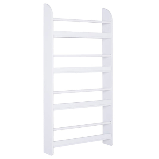 HOMCOM Bookcase, 4 Tier Wall Mounted Bookshelf, 15cm Depth Storage Shelving Rack for Bedroom Nursery Office Home, Accessories Supplies, White