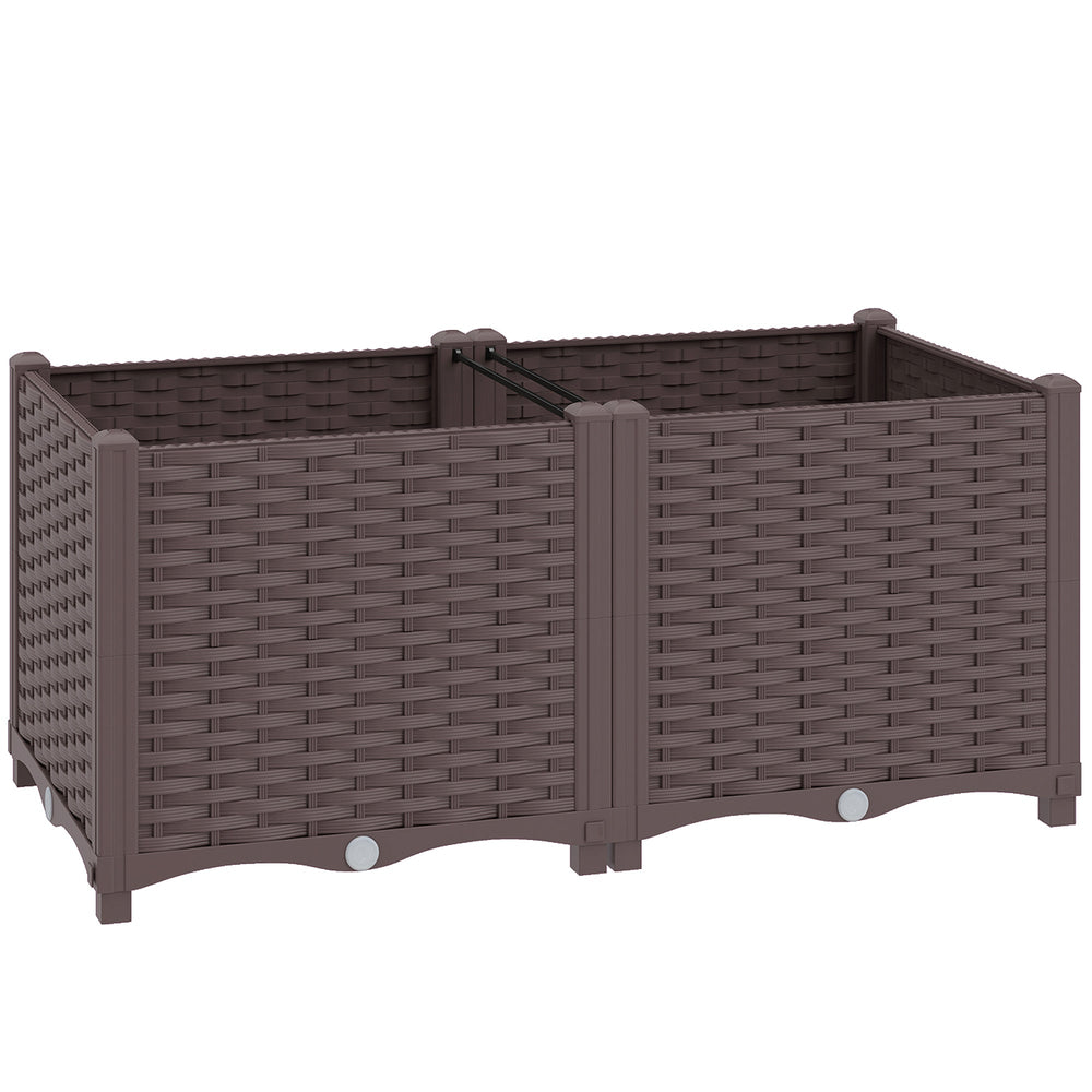 Outsunny Plastic Raised Garden Bed with Legs, Self Watering Elevated Planter Boxes with Drainage Holes and Plugs
