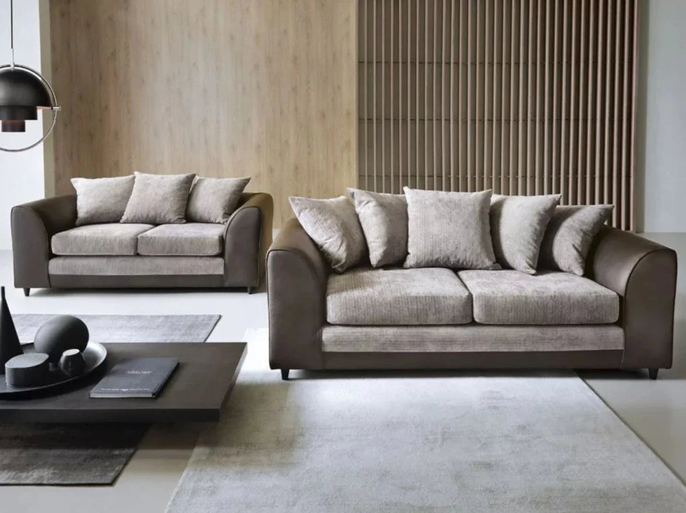 Linacre 2 + 3 Seater Sofa - Brown and Beige