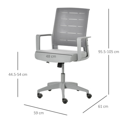 Vinsetto Mesh Home Office Chair Swivel Desk Task PC Chair w/ Lumbar Back Support, Grey