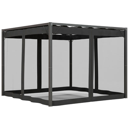 Outsunny 3 x 3m Aluminium Frame Pergola, with Retractable Roof - Dark Grey