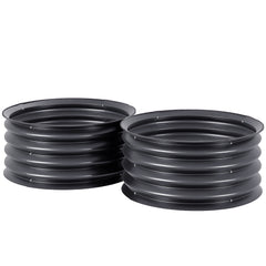 Outsunny Set of 2 Raised Garden Bed, Metal Planter Box with Safety Edging, Easy-to-assemble Stock Tank, Dark Grey