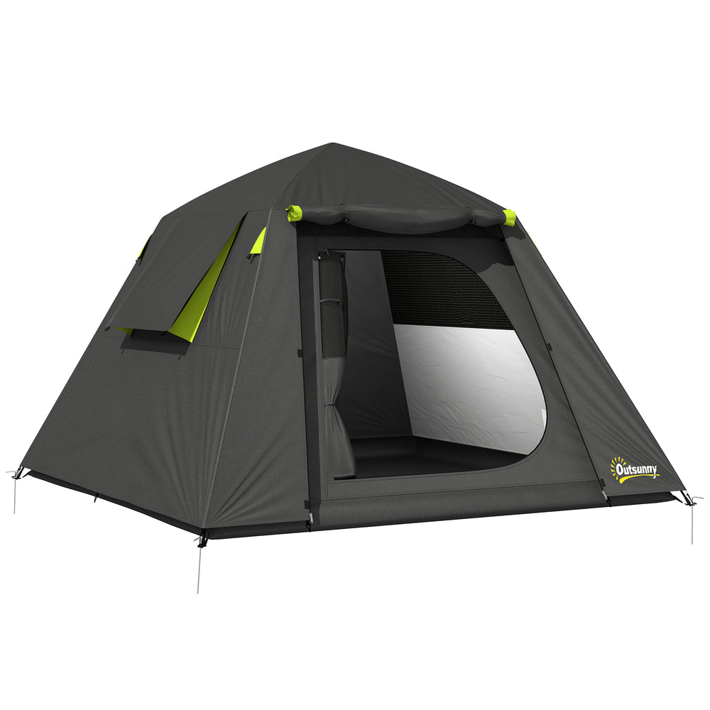 Outsunny Camping Tent 3000mm Waterproof Tent with 2 Doors for 2 Person, Grey & Green