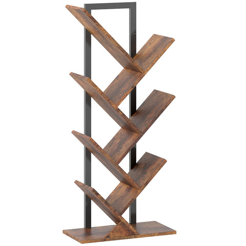 HOMCOM Six-Section Tree Bookcase - Wood-Effect