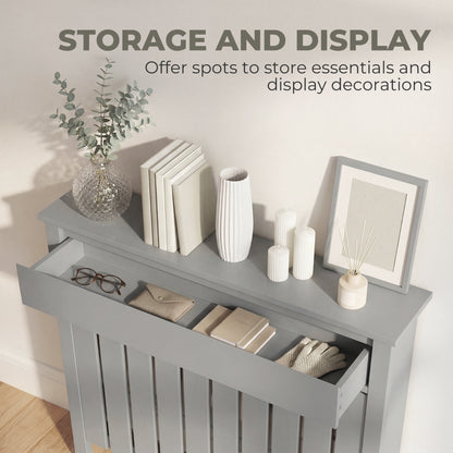 HOMCOM 93 x 88.5cm Rustic-Look Radiator Cover - Grey