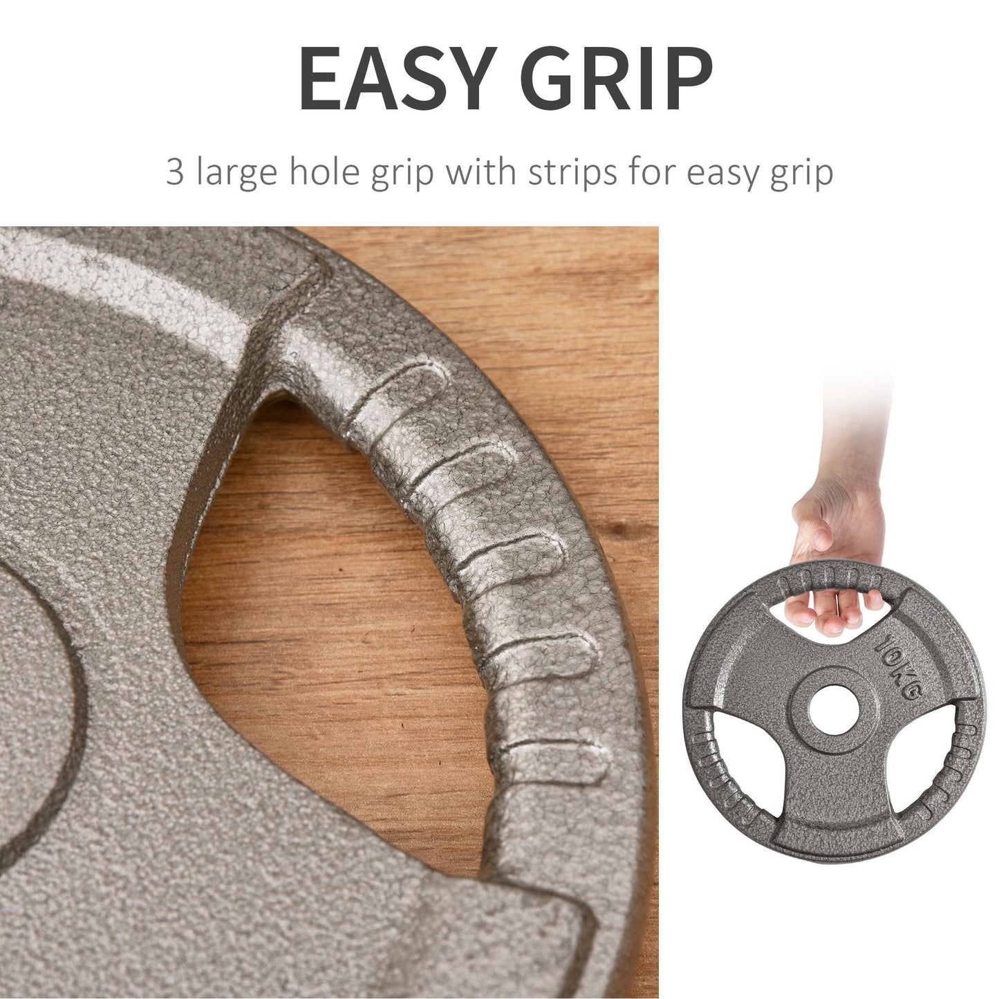 HOMCOM Set of 2 Cast Iron Weight Plates for 2"/5cm Hole Dumbbell Handle Bar, Barbell Weight 2 x 10kg