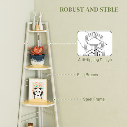 HOMCOM Five-Tier Corner Shelf - White