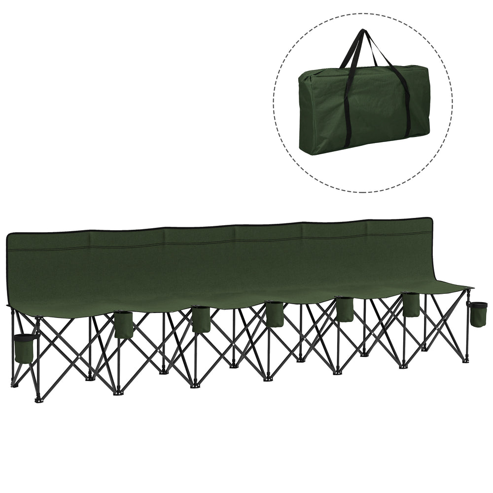 Outsunny 6 Seater Folding Camping Chair with Cup Holder & Carry Bag - Green
