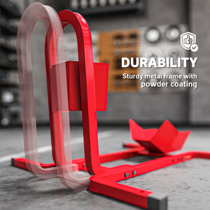 HOMCOM Metal Motorcycle Motorbike Wheel Chock Locking Stand System 17", 19", 21"/43, 48, 51 cm Front Wheels Steel Adjustable Fixing Tyre Holder Support