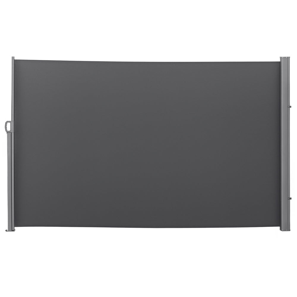 Outsunny Retractable Sun Side Awning Screen Fence Patio Garden Wall Balcony Screening Panel Outdoor Blind Privacy Divider (3x1.8M, Grey)