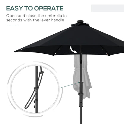 Outsunny 3(m) Solar LED Cantilever Parasol - Black