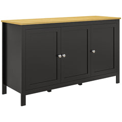 HOMCOM Sideboard, Buffet Cabinet with Doors and Adjustable Shelves for Living Room, Entryway, Black and Natural