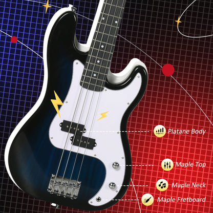 SPORTNOW 4 String Full Size Electric Bass Guitar for Beginners