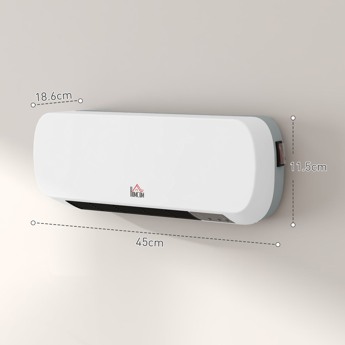 HOMCOM 2000W Wall Mounted Ceramic Space Heater, 10-49Â°C Temperature, White