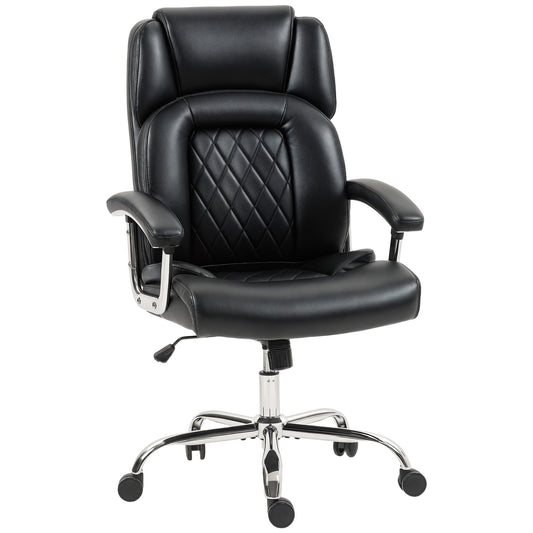 HOMCOM Big and Tall Office Chair 180kg with Spring Cushion, PU Leather - Black