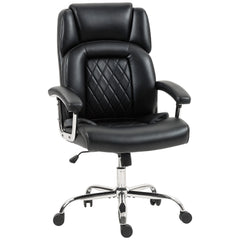 HOMCOM Big and Tall Office Chair 180kg with Spring Cushion, PU Leather - Black