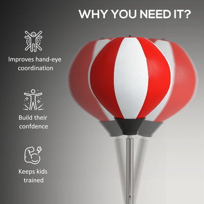 HOMCOM Punching Bag with Stand Boxing Bag Set with Adjustable Height, Red